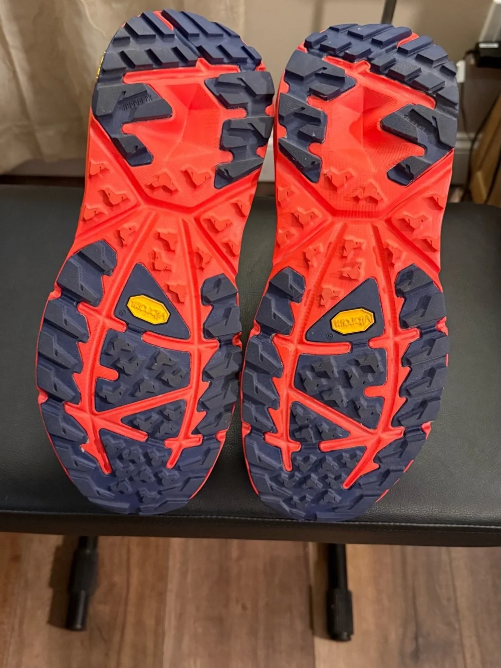 Hoka Men's Trail Boot in Navy Blue with Bright Red Midsole